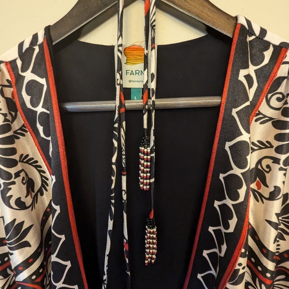 FARM Rio Black and White Mini Dress with Red Details - Picture 3 of 10